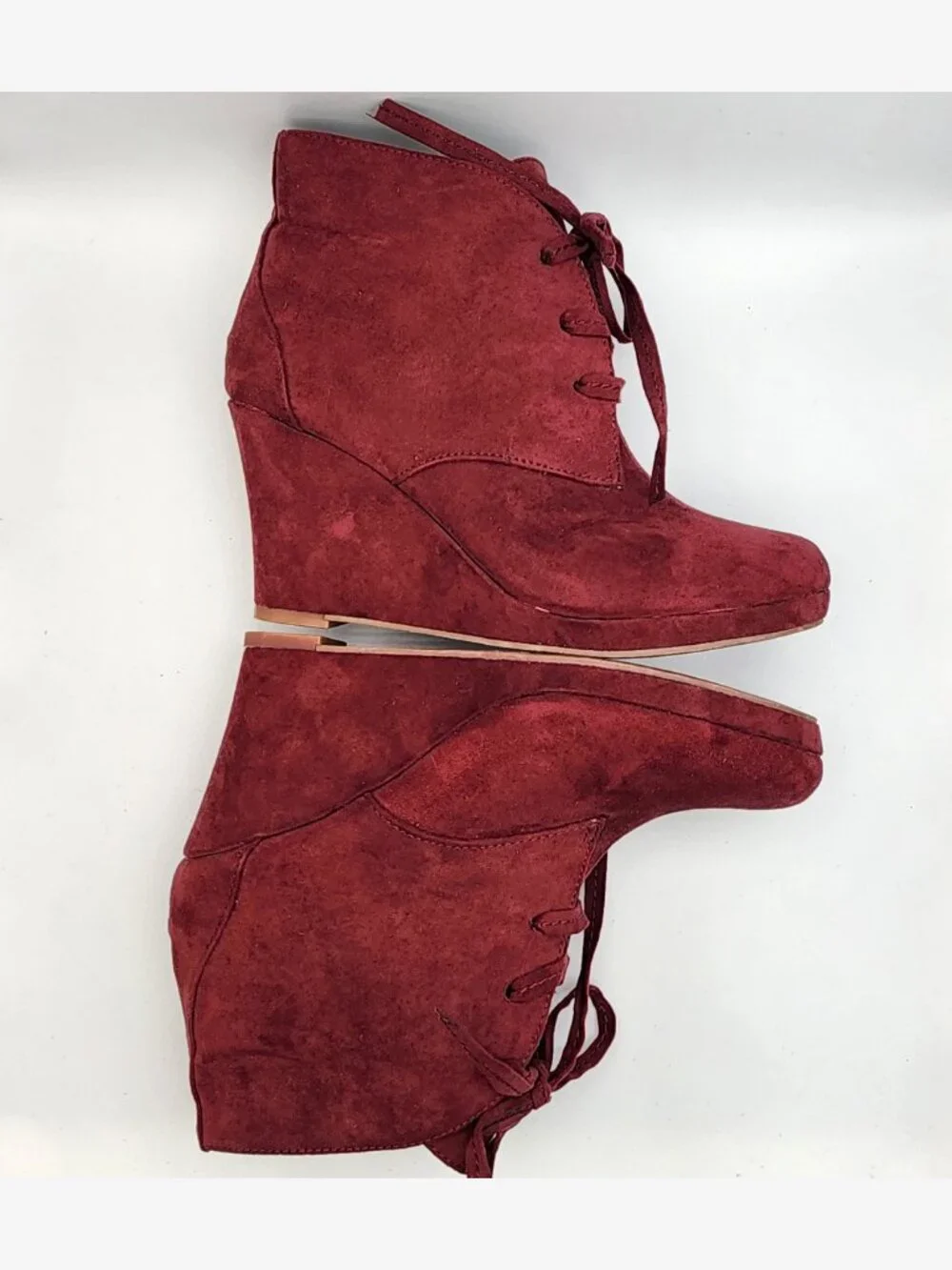 Y2K Maroon Velvet Wedge Booties | Women's 6